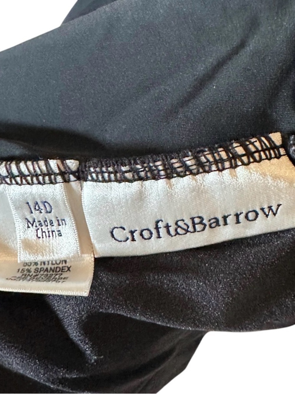 Croft and Barrow Black and White Tankini swimsuit swim top womens 14D bikini - Picture 10 of 11